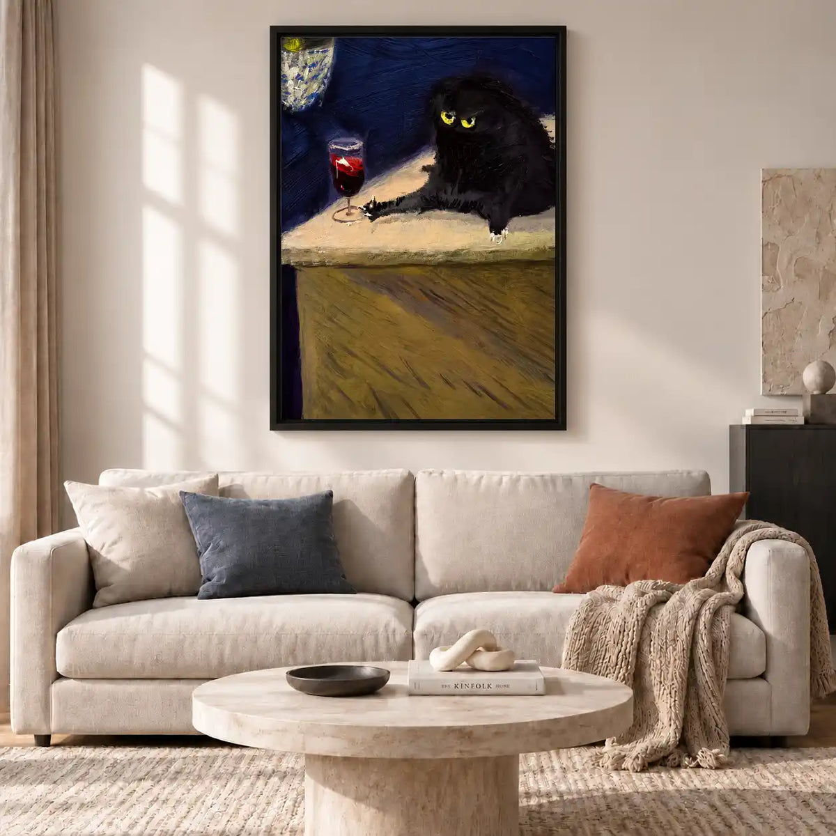 Black Cat With Wine Classical Wall Art 2