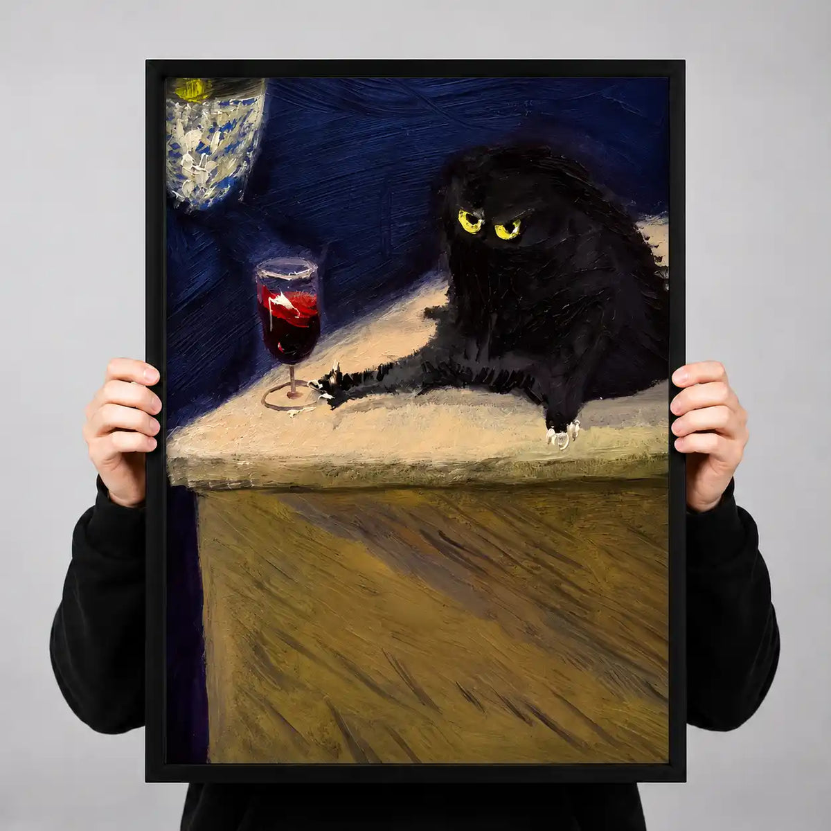 Black Cat With Wine Classical Wall Art 3