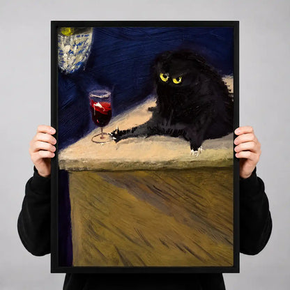 Black Cat With Wine Classical Wall Art 3