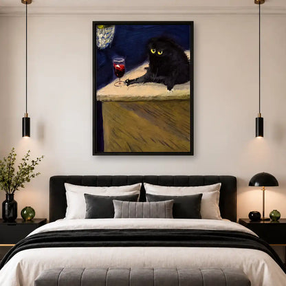 Black Cat With Wine Classical Wall Art 4