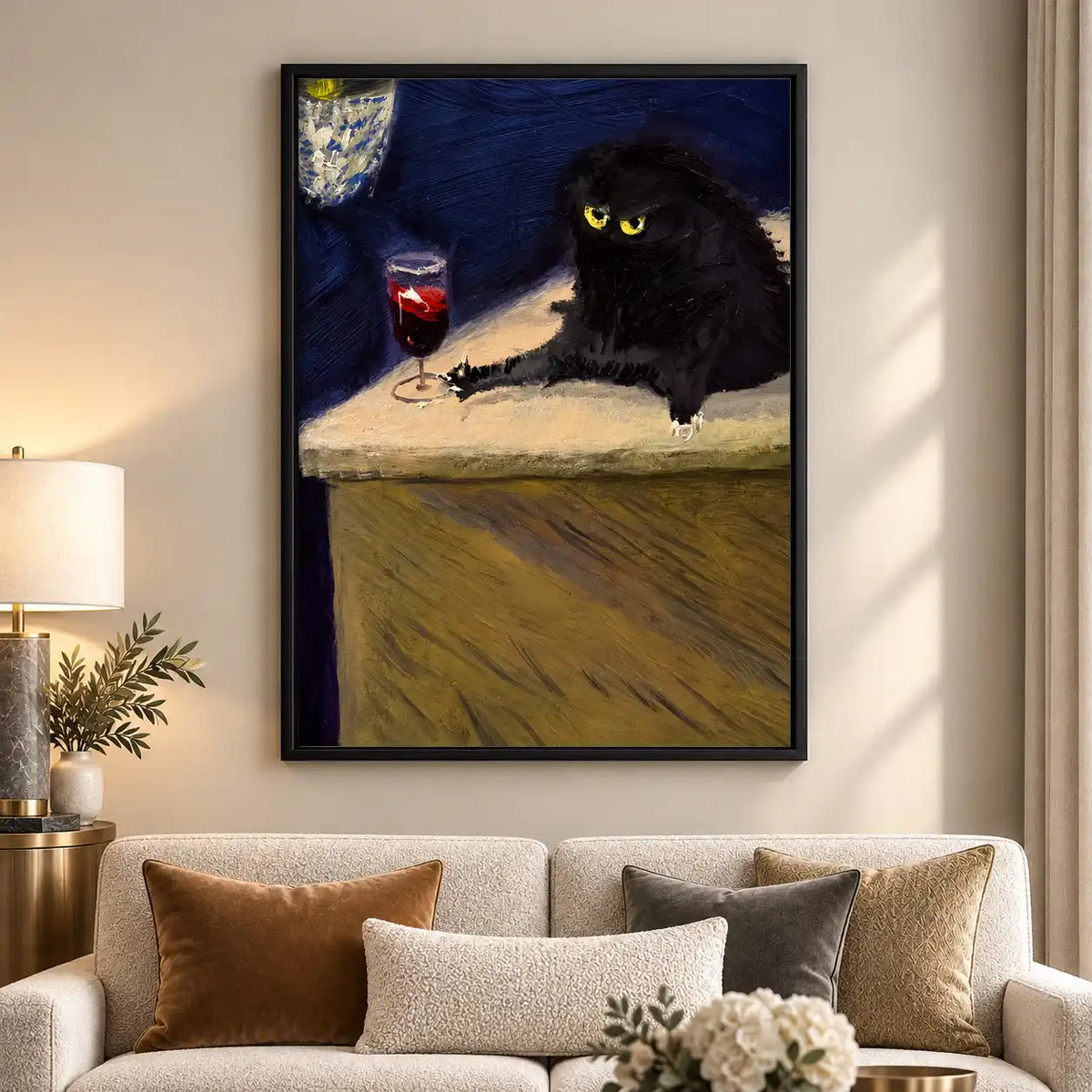 Black Cat With Wine Classical Wall Art 5