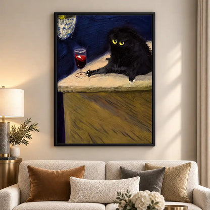 Black Cat With Wine Classical Wall Art 5
