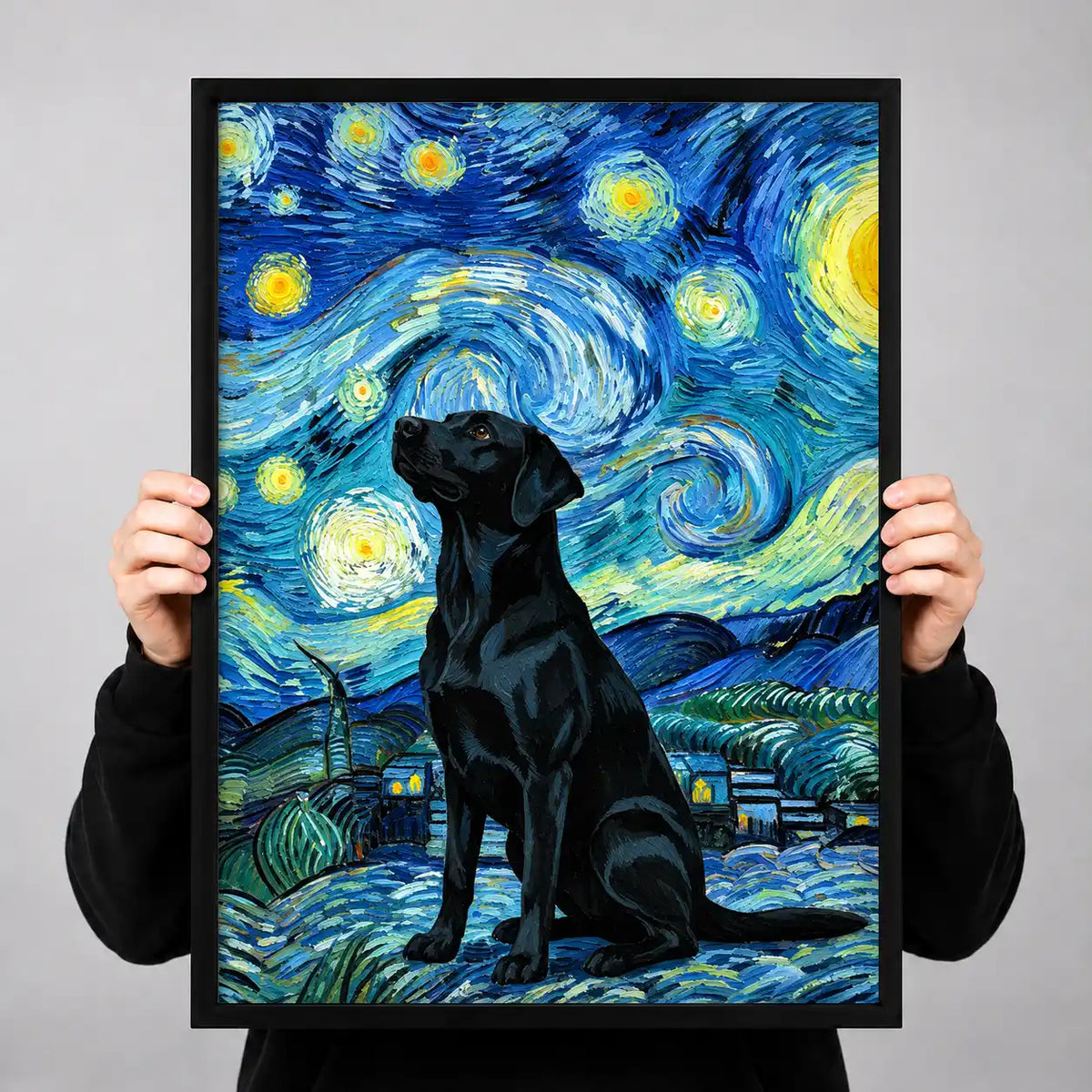 Black Dog Starry Night Wall Art 3