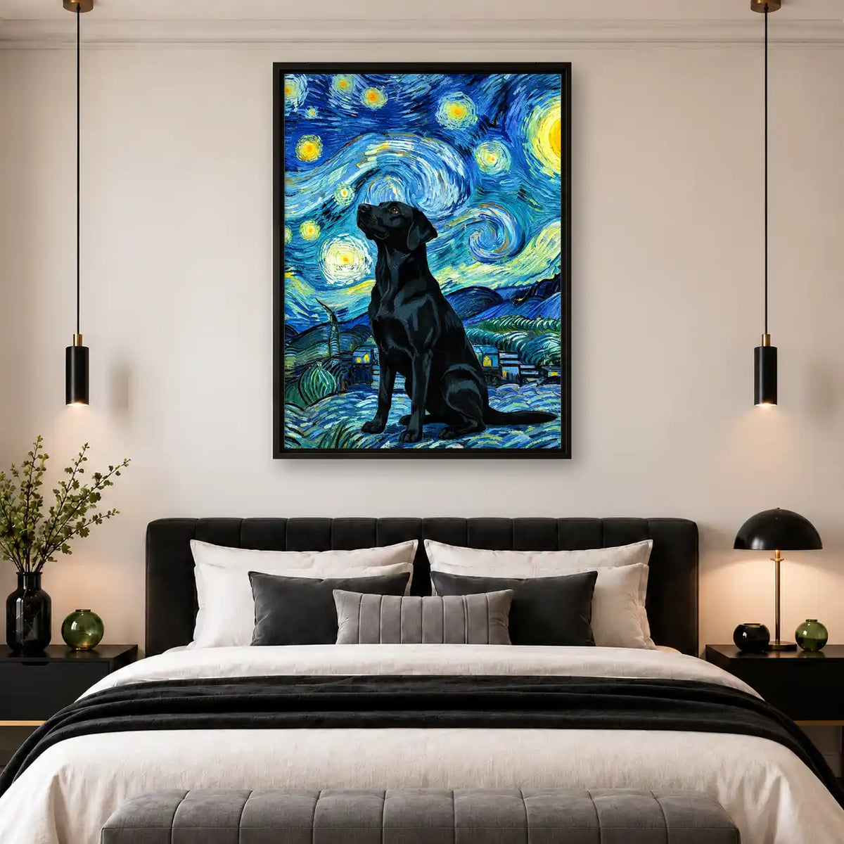 Black Dog Starry Night Wall Art 4