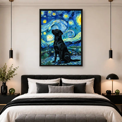 Black Dog Starry Night Wall Art 4