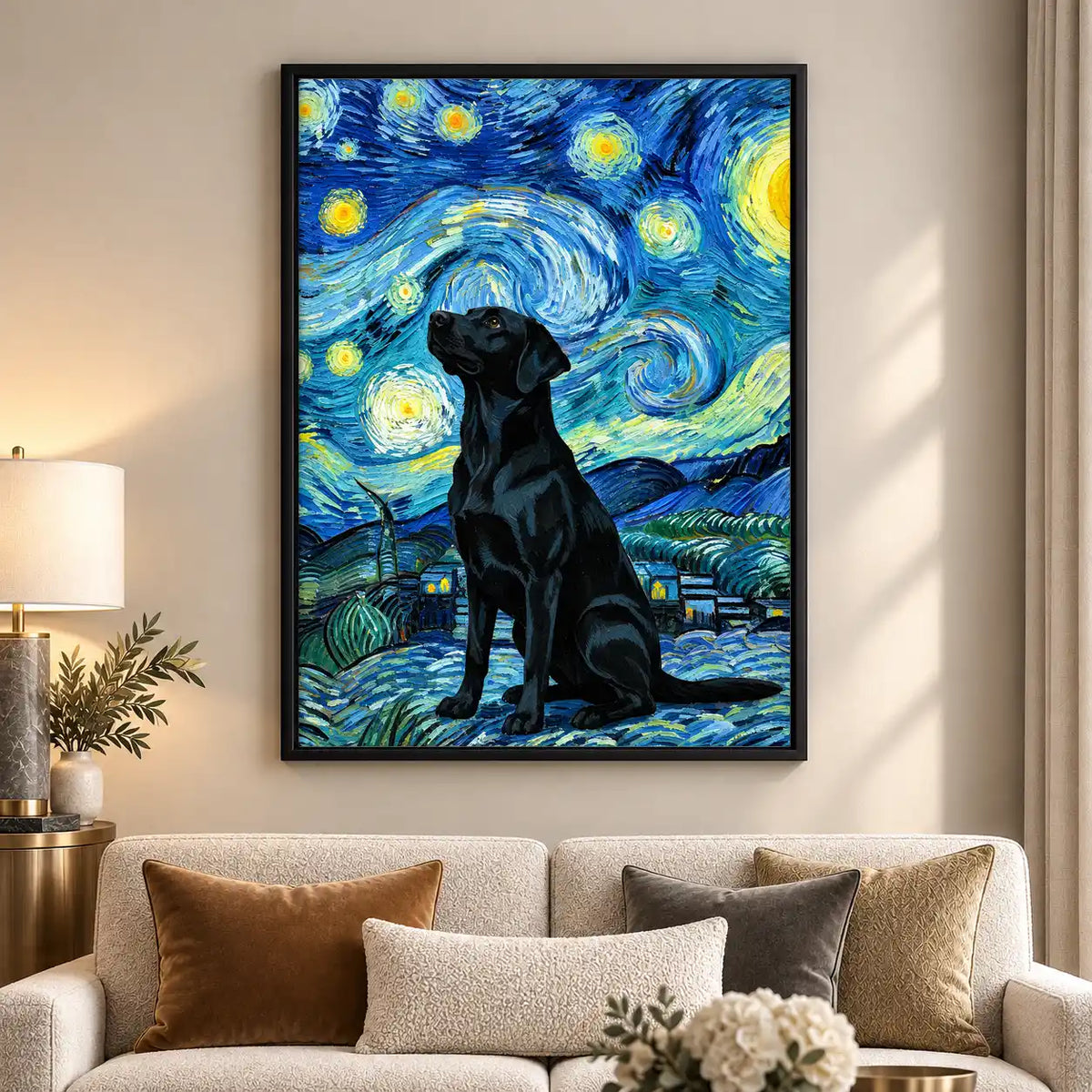 Black Dog Starry Night Wall Art 5