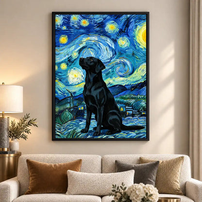 Black Dog Starry Night Wall Art 5