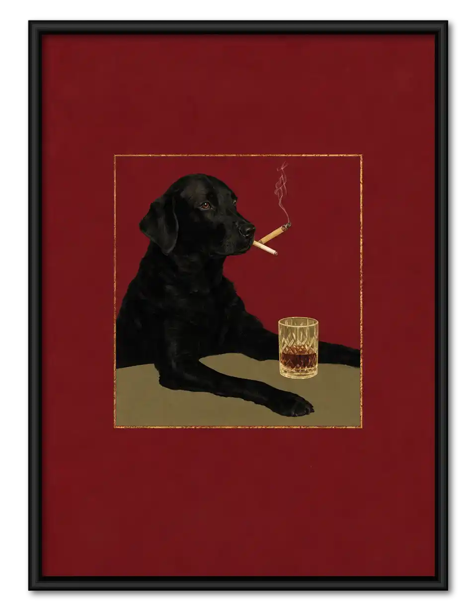 Black Dog Whiskey And Cigarette Wall Art 1