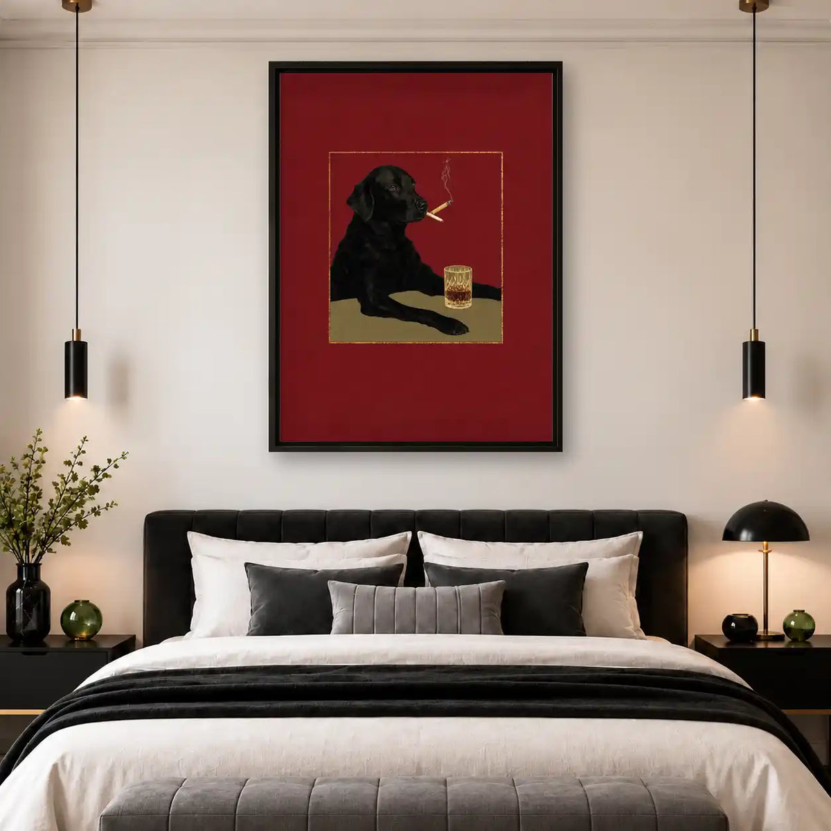 Black Dog Whiskey And Cigarette Wall Art 4