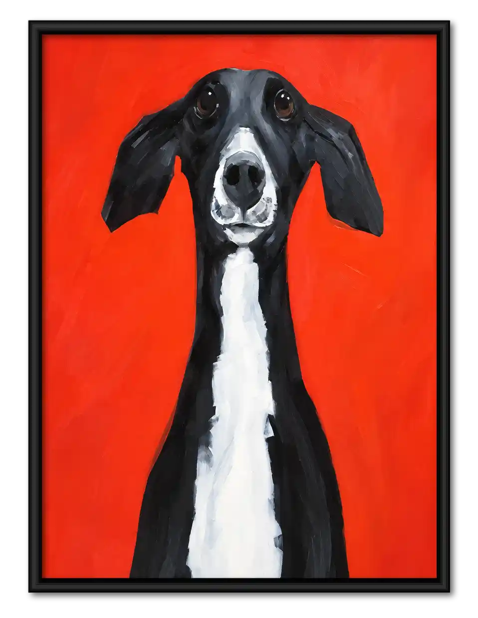 Black Greyhound On Orange Wall Art 1