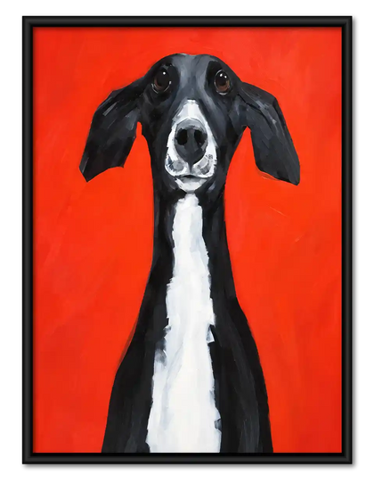 Black Greyhound On Orange Wall Art