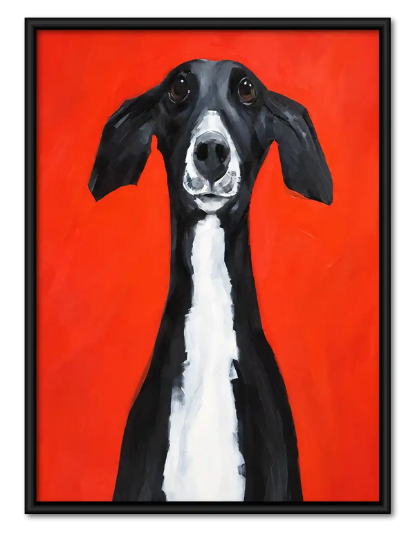 Black Greyhound On Orange Wall Art