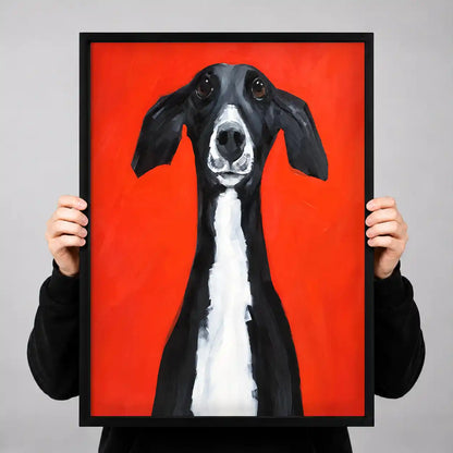 Black Greyhound On Orange Wall Art 3