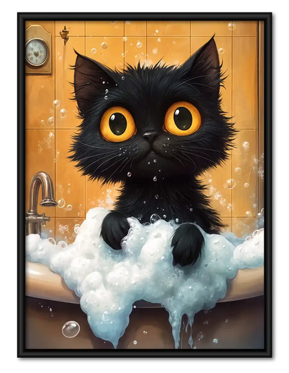 Black Kitten Bubble Bath Wall Art