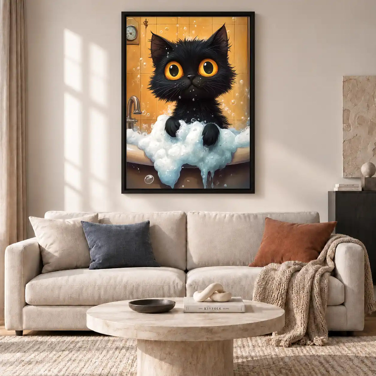 Black Kitten Bubble Bath Wall Art 2