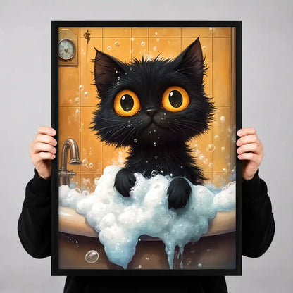Black Kitten Bubble Bath Wall Art 3