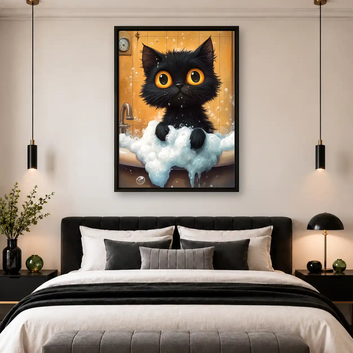 Black Kitten Bubble Bath Wall Art 4