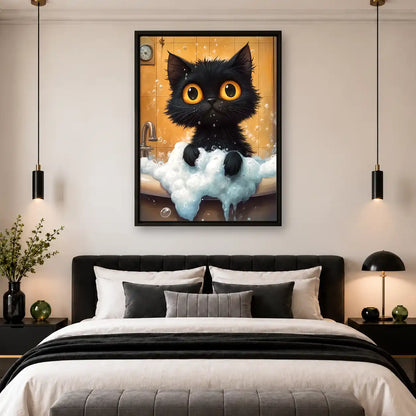 Black Kitten Bubble Bath Wall Art 4