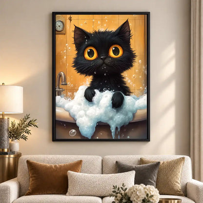 Black Kitten Bubble Bath Wall Art 5