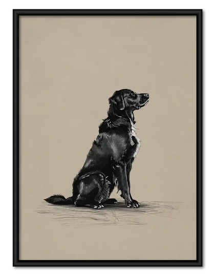Black Labrador Charcoal Profile Wall Art