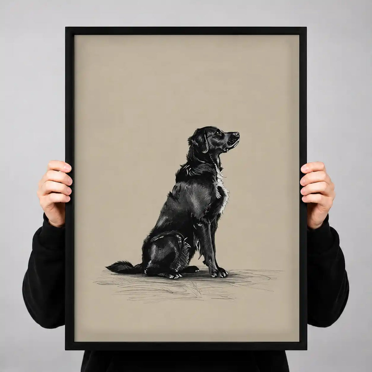 Black Labrador Charcoal Profile Wall Art 3