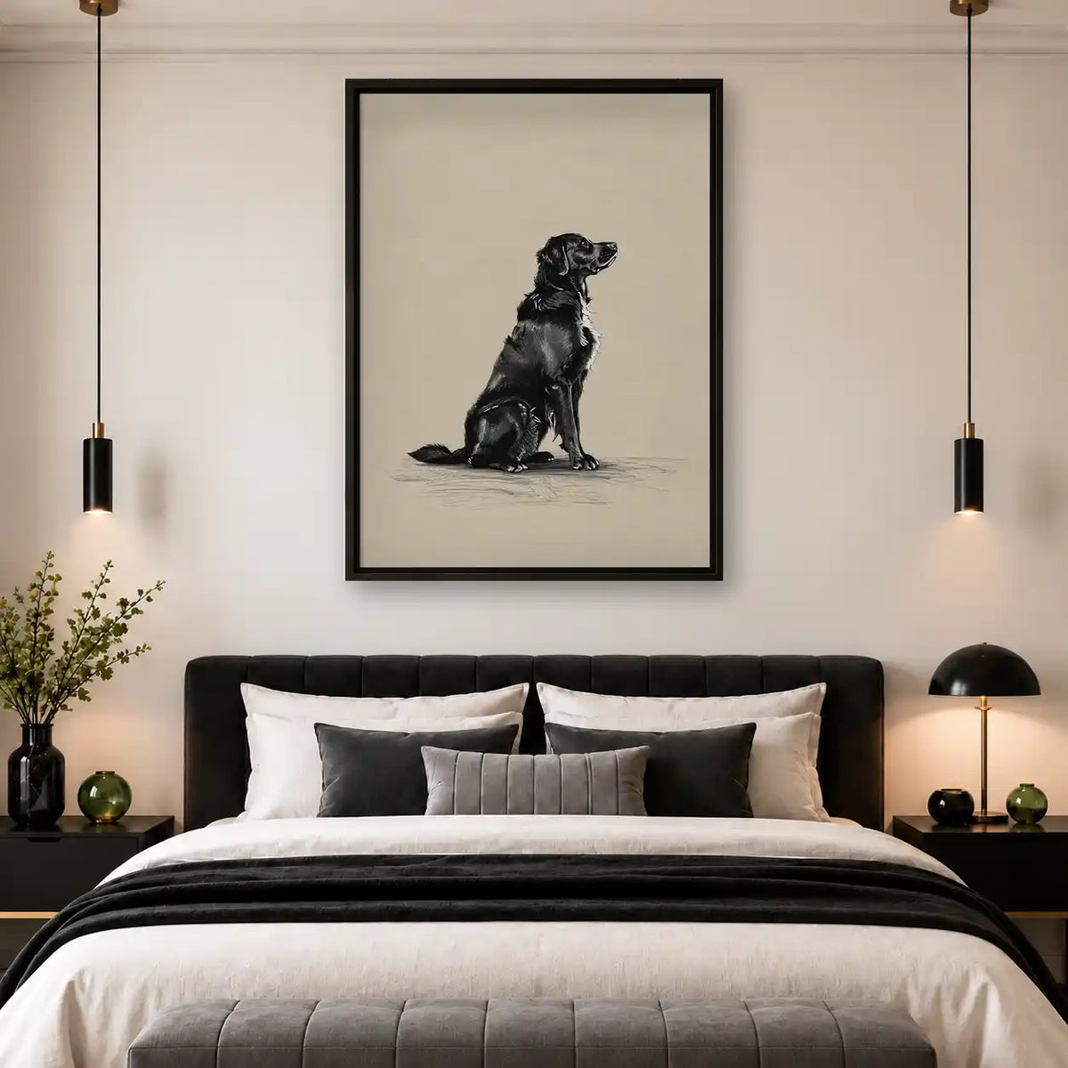 Black Labrador Charcoal Profile Wall Art 4