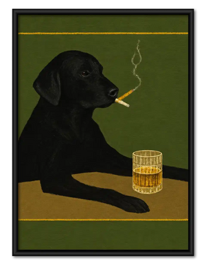 Black Labrador Whiskey And Cigar Wall Art