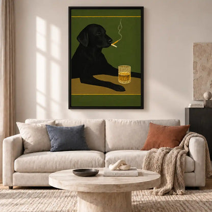 Black Labrador Whiskey And Cigar Wall Art 2