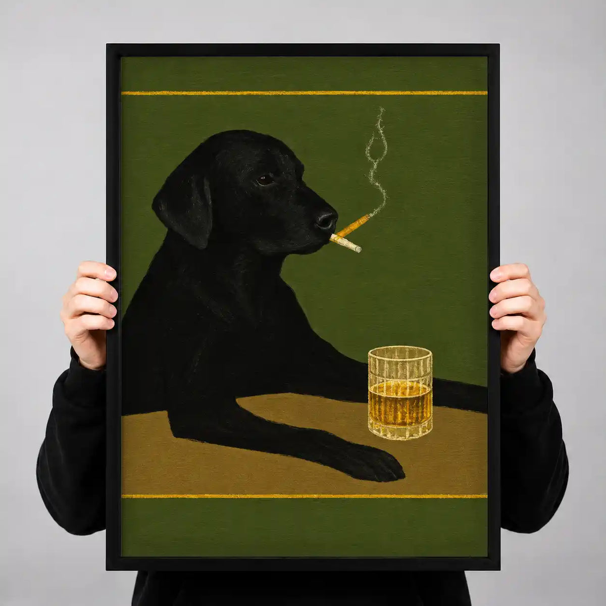 Black Labrador Whiskey And Cigar Wall Art 3