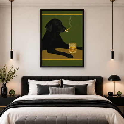 Black Labrador Whiskey And Cigar Wall Art 4