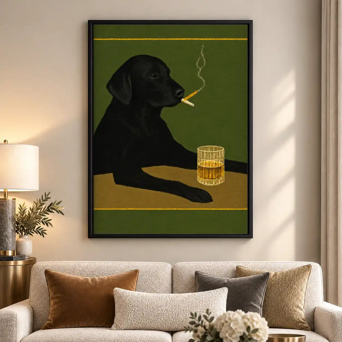 Black Labrador Whiskey And Cigar Wall Art 5