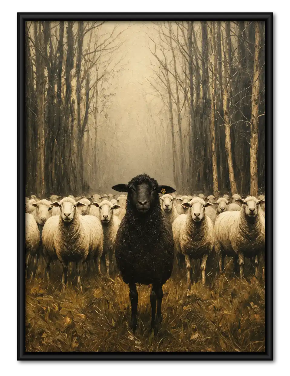 Black Sheep Before Misty Flock Wall Art 1