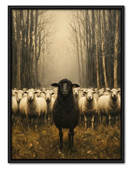 Black Sheep Before Misty Flock Wall Art