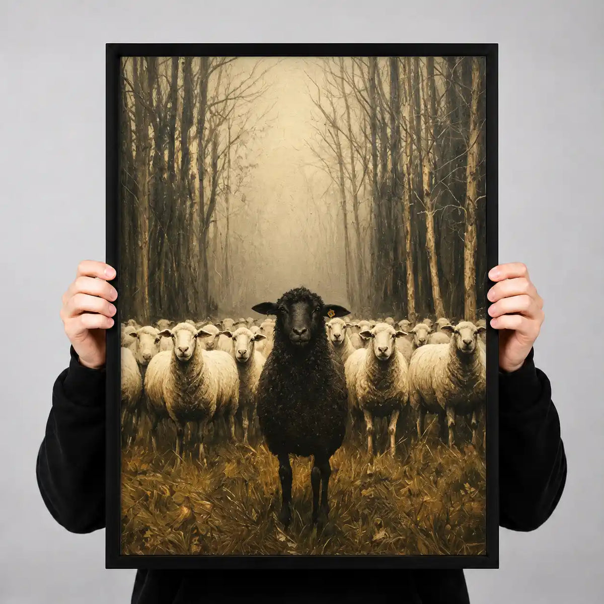 Black Sheep Before Misty Flock Wall Art 3
