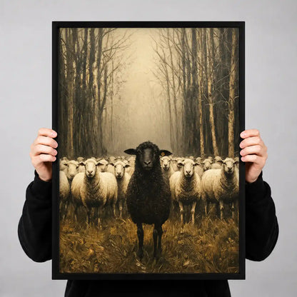 Black Sheep Before Misty Flock Wall Art 3