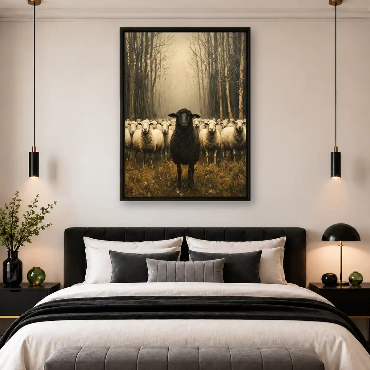 Black Sheep Before Misty Flock Wall Art 4