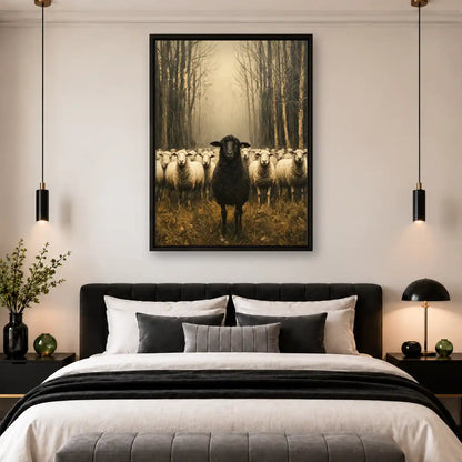 Black Sheep Before Misty Flock Wall Art 4