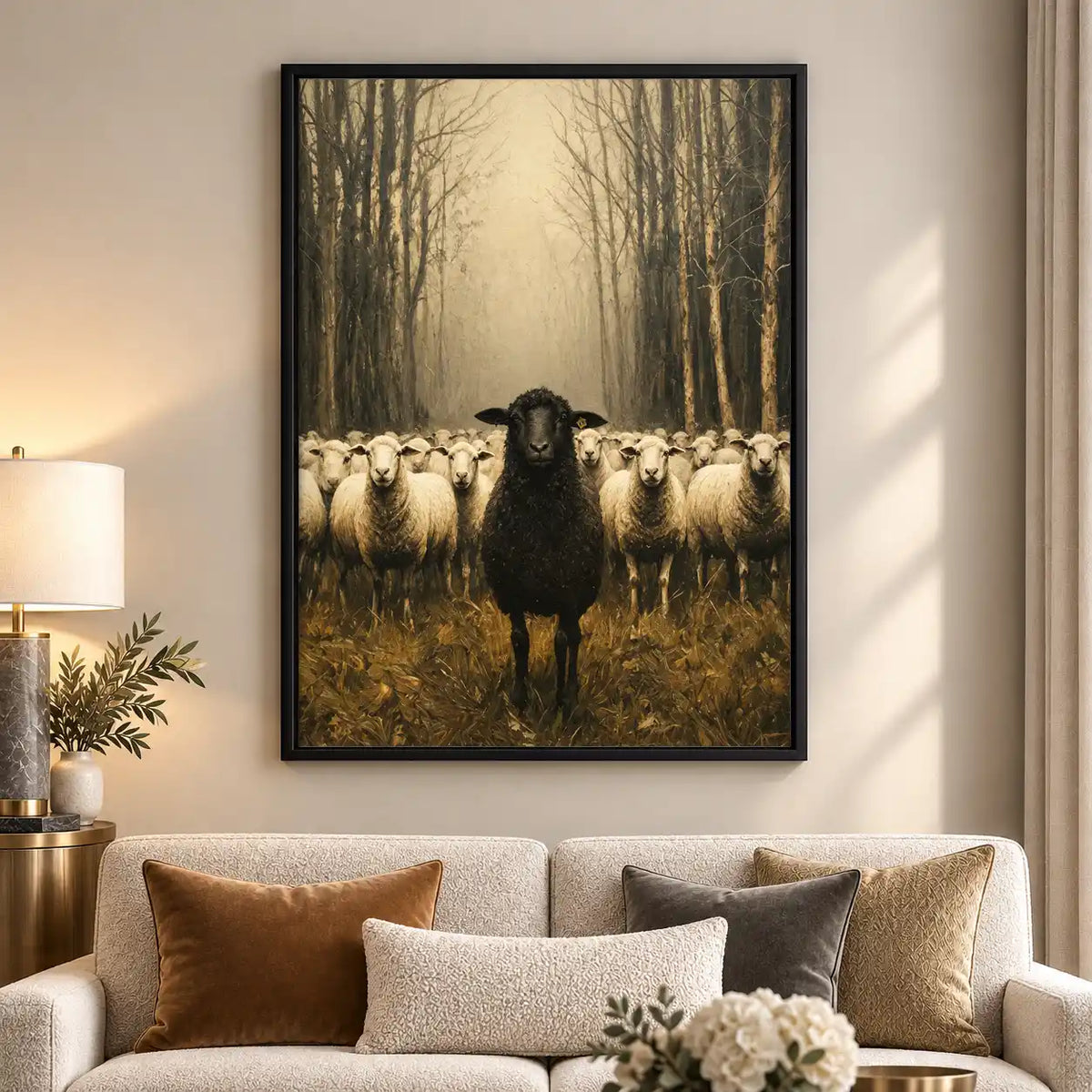 Black Sheep Before Misty Flock Wall Art 5