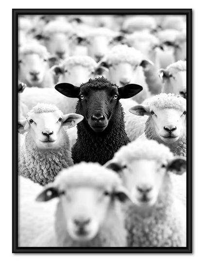 Black Sheep In White Flock Wall Art