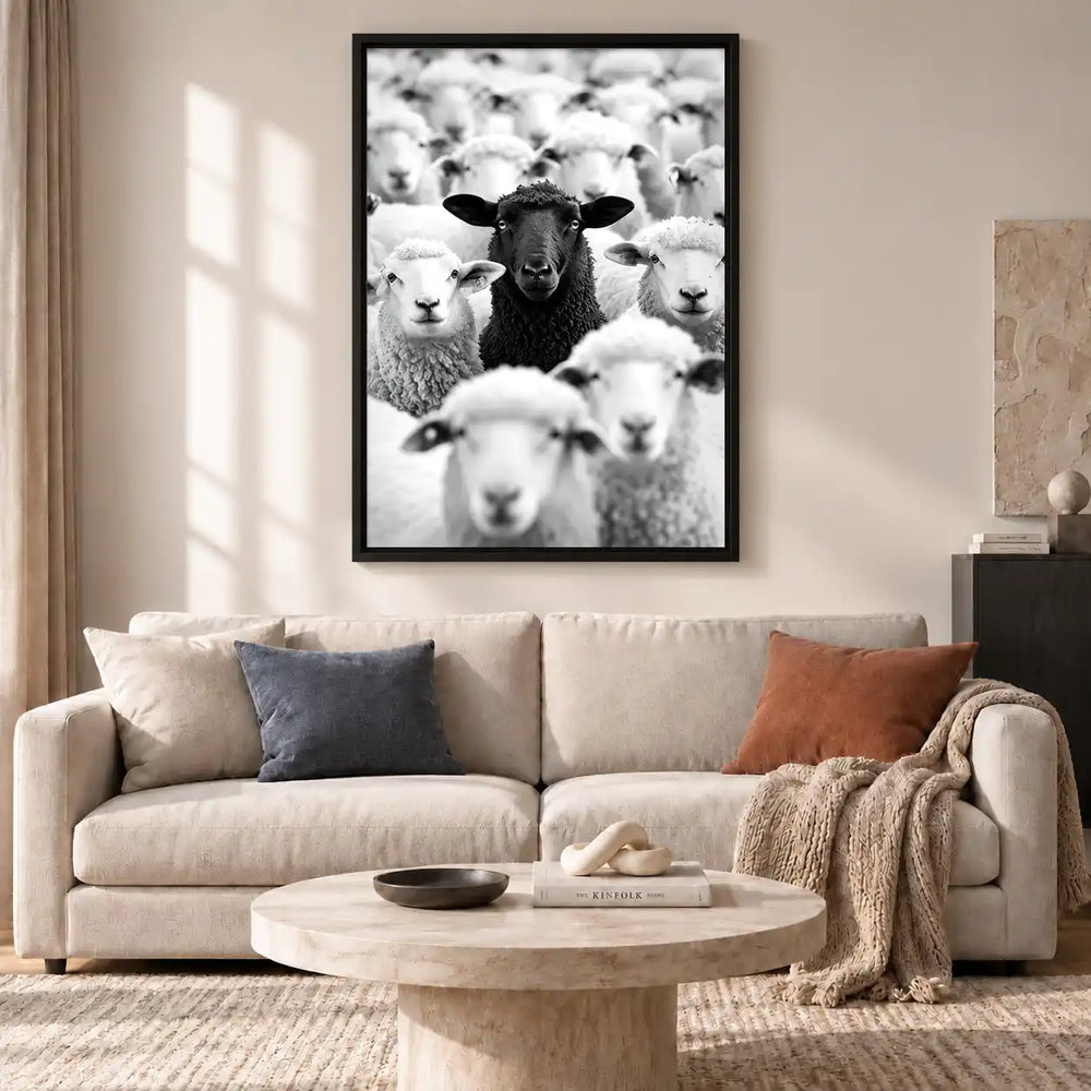 Black Sheep In White Flock Wall Art 2
