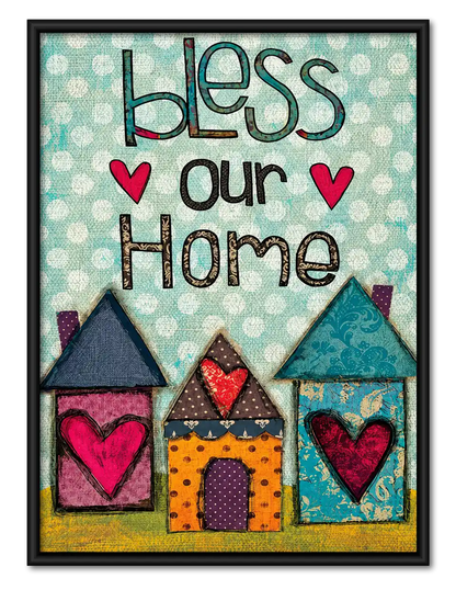 Bless Our Home Patchwork Houses Wall Art 1