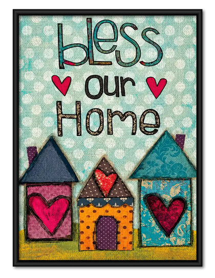 Bless Our Home Patchwork Houses Wall Art