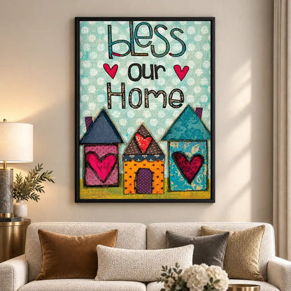 Bless Our Home Patchwork Houses Wall Art 5
