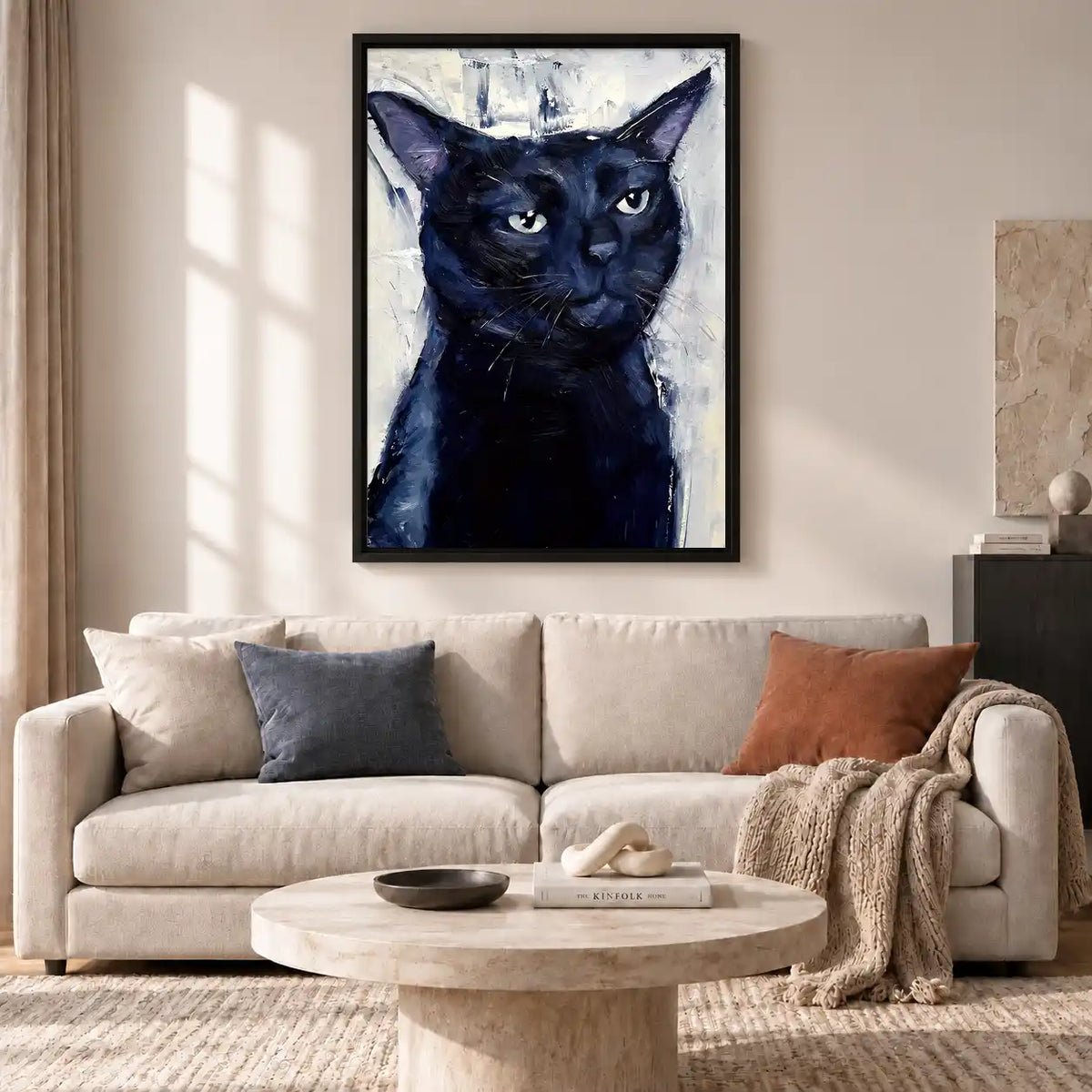 Blue Black Cat Portrait Wall Art 2