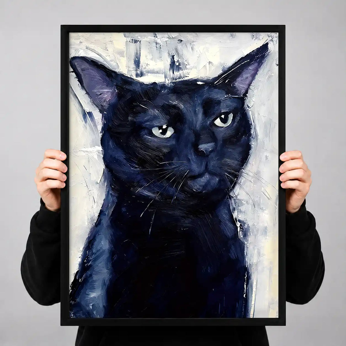 Blue Black Cat Portrait Wall Art 3
