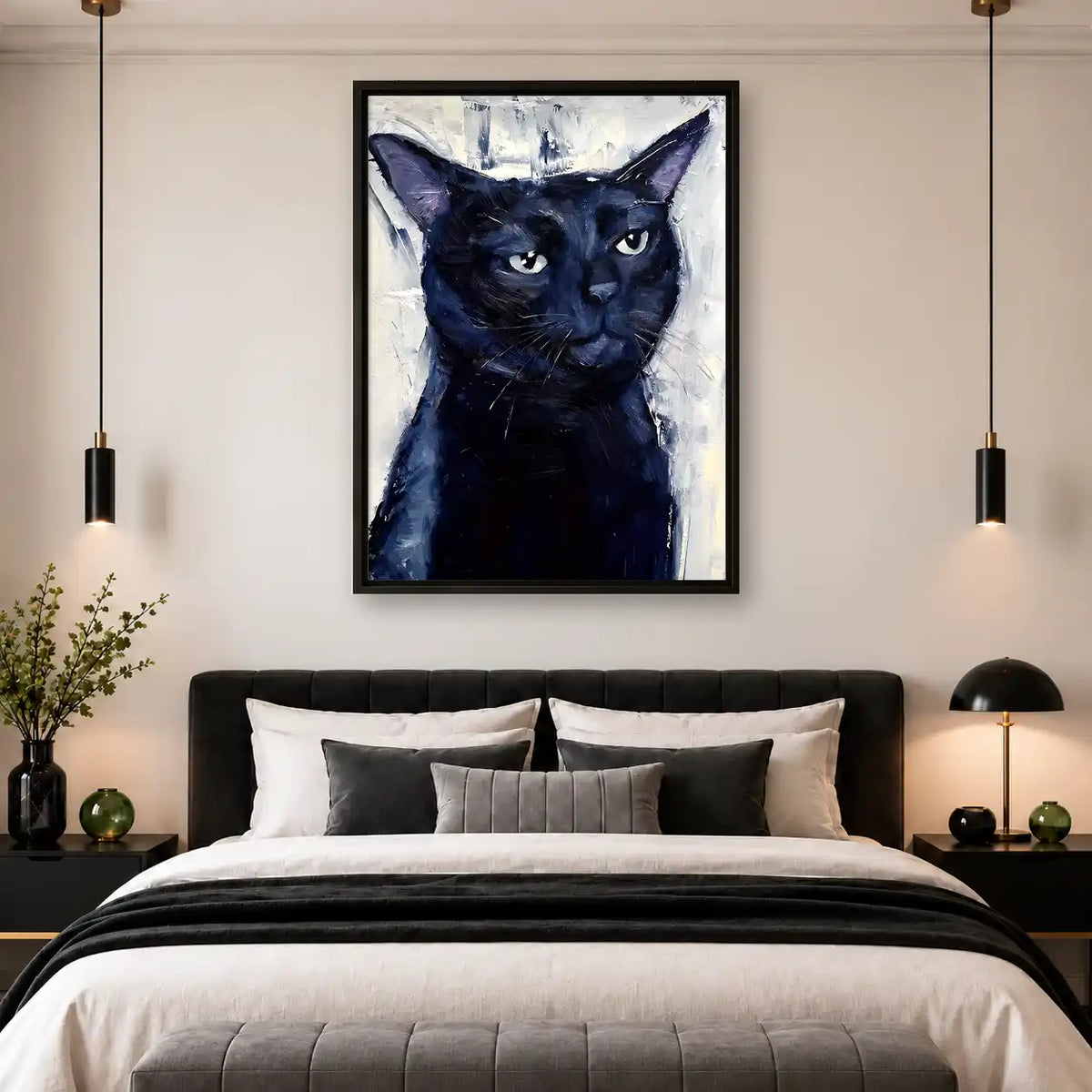 Blue Black Cat Portrait Wall Art 4