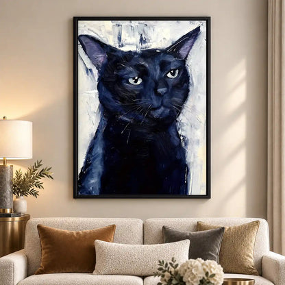 Blue Black Cat Portrait Wall Art 5