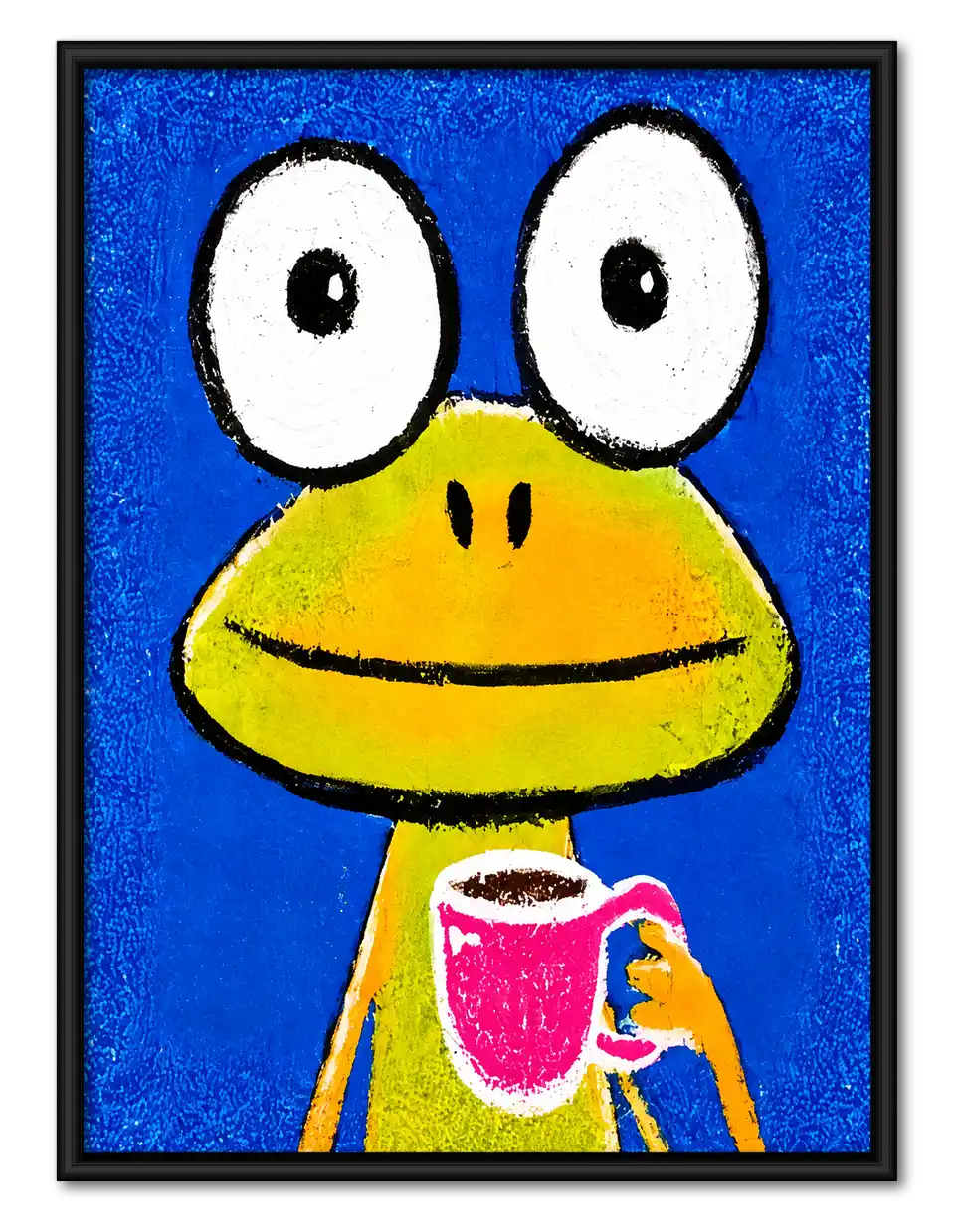Blue Cartoon Frog Portrait Wall Art 1