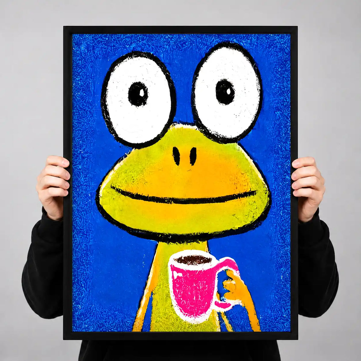 Blue Cartoon Frog Portrait Wall Art 3