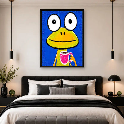Blue Cartoon Frog Portrait Wall Art 4